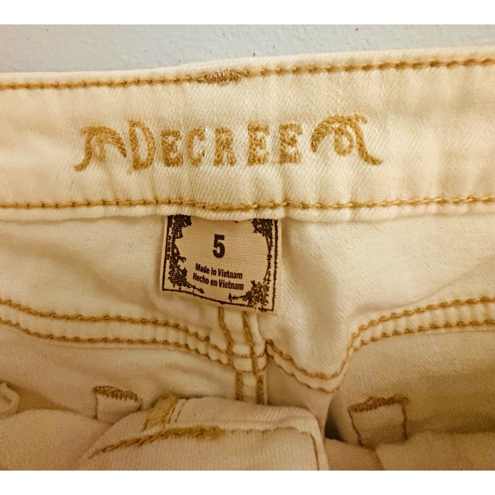 Decree Girls White Denim Straight Jeans Size 5 Mid Rise 28" Inseam